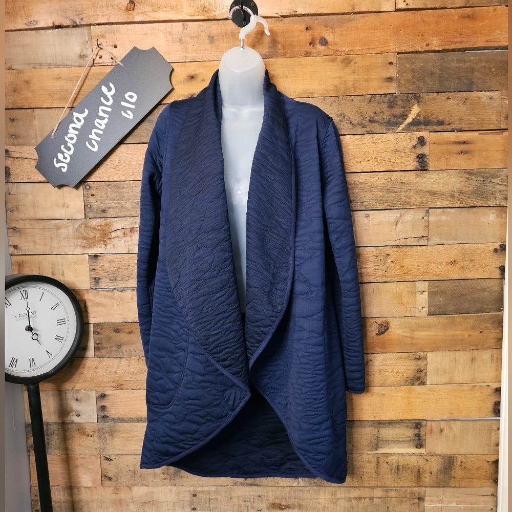 SALE-Soybu Women's Dark Blue Quilted Open Reversible Cardigan Size M